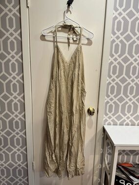 XL Free People Drifting Dreams One-piece Women’s Halter Jumpsuit in Light Beige